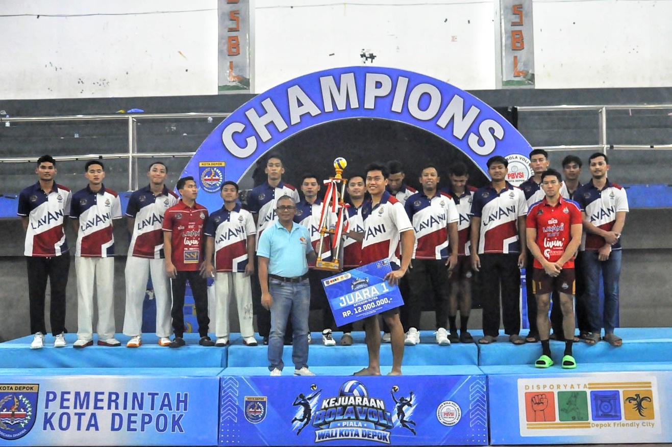 Lavani Junior keluar sebagai juara Kejuaraan Voli Piala Wali Kota Depok 2026. Foto : Dhimas MG
