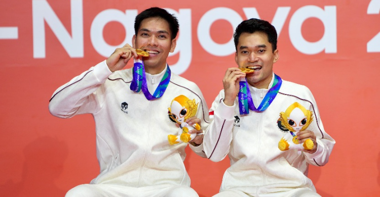 Ganda putra Leo Rolly Carnando/Daniel Marthin sukses rebut medali emas Asian Games 2026. Foto : Ist