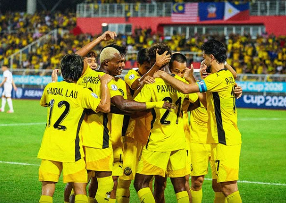 Selebrasi skuad Malaysia usai gulung Bangladesh 3-0. Foto : Ist