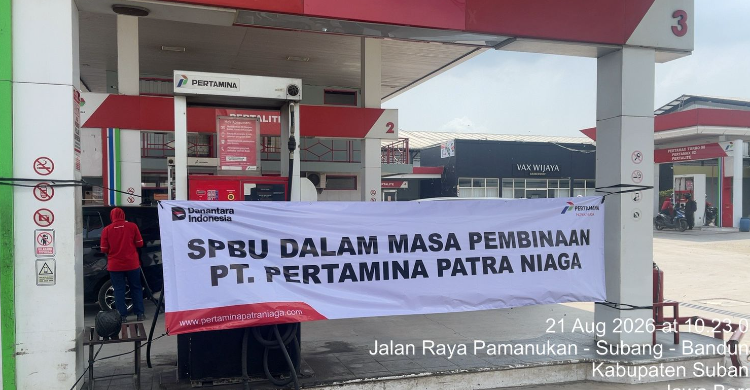 Pertamina menjatuhkan sanki kepada SPBU 34.412.15 di Jalan Raya Pamanukan, Kabupaten Subang, Jawa Barat. Foto : Ist