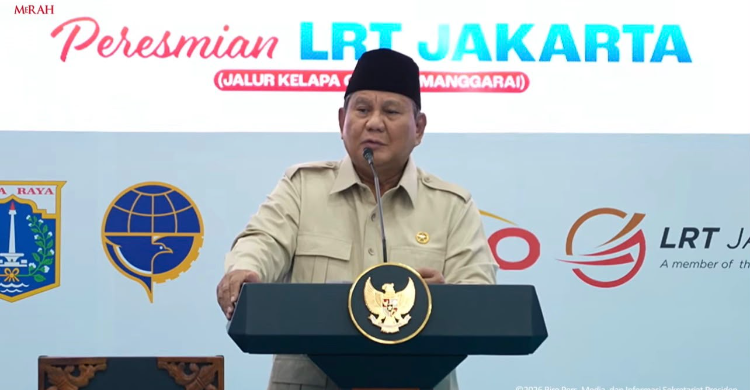 Presiden Prabowo saat meresmikan pengoperasian LRT Jakarta rute Kelapa Gading-Manggarai, Rabu (16/9/2026). Foto : Dok. Set Pres