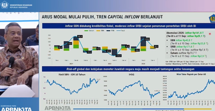 Menkeu Suahasil Nazara dalam konferensi pers APBN KiTA, Jumat (18/9/2026). Foto : Ist