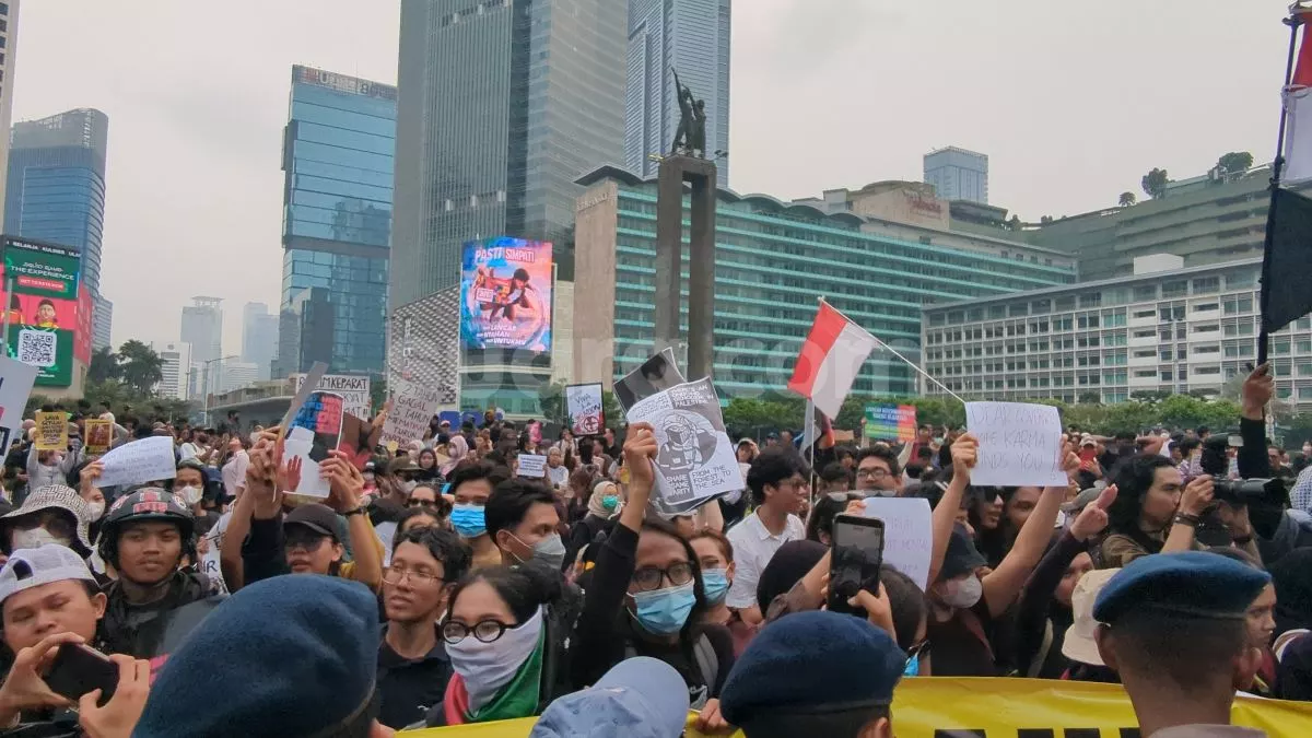 Suasana demo di Bunderan HI. Foto : Ist