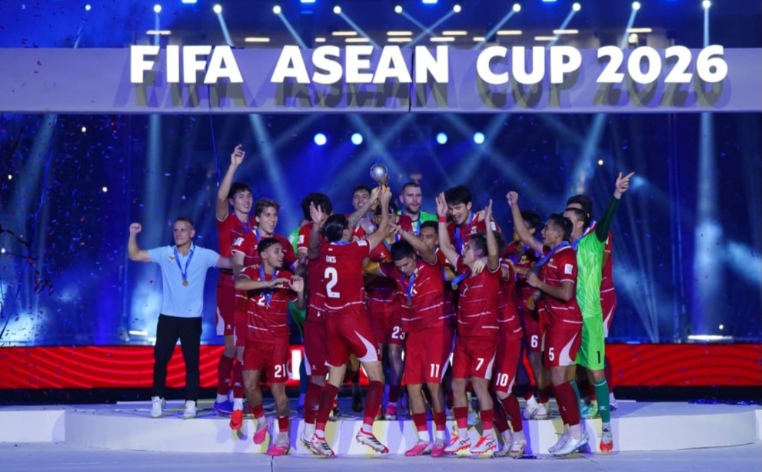 Selebrasi Timnas Indonesia usai menjuarai FIFA ASEAN Cup 2026. Foto : Ist