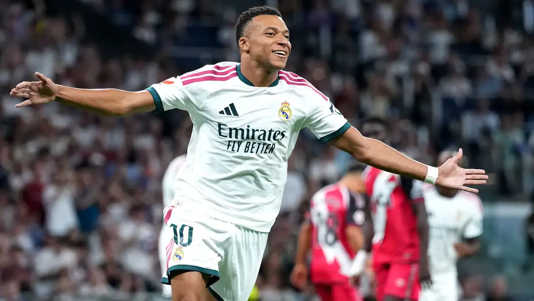 Selebrasi Mbappe usai menjebol gawang RB Leipzig. Foto : Ist