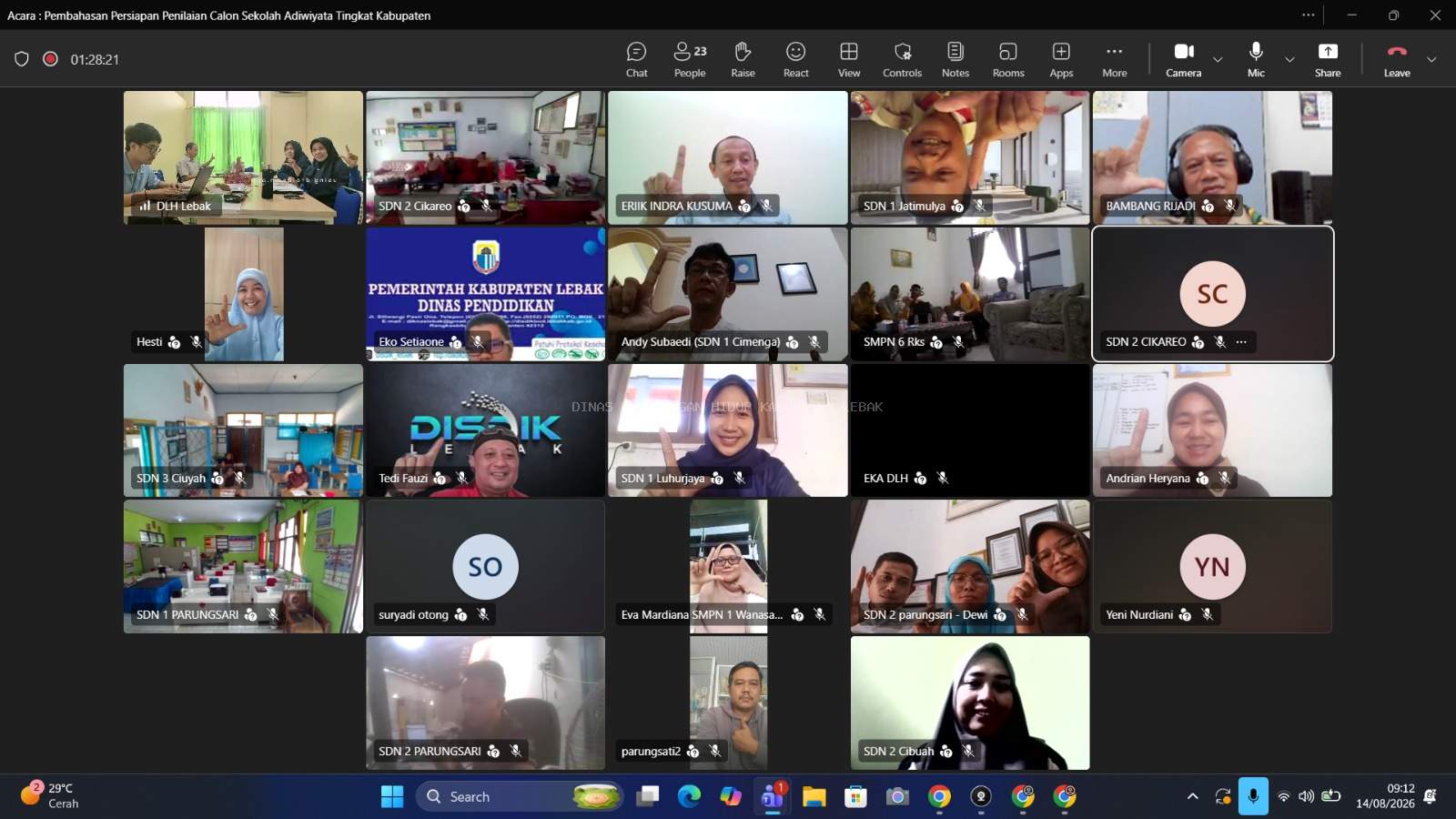 Sosialisasi Program Adiwiyata oleh DLH Lebak dilakukan secara daring via Zoom, Selasa (6/10/2026).(Istimewa)