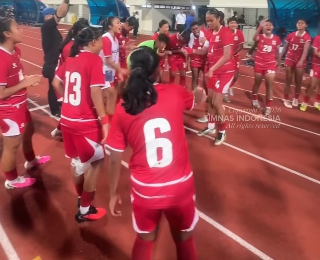 Selebrasi Timnas Putri Indonesia usai mengkandaskan Singapura 5-0. Foto : Ist