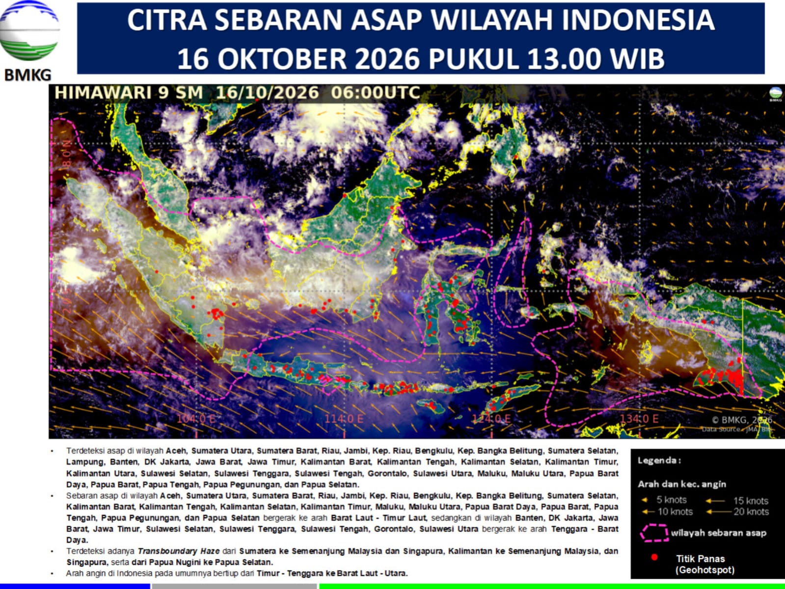 ASAP KARHUTLA. BMKG deteksi sebaran asap imbas kebakaran hutan di Kalimantan sudah memasuki langit Banten
