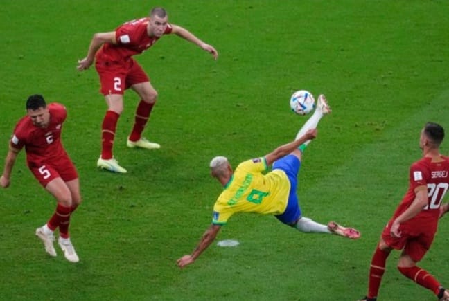 Gol sensasional pemain Brazil. (Ist)