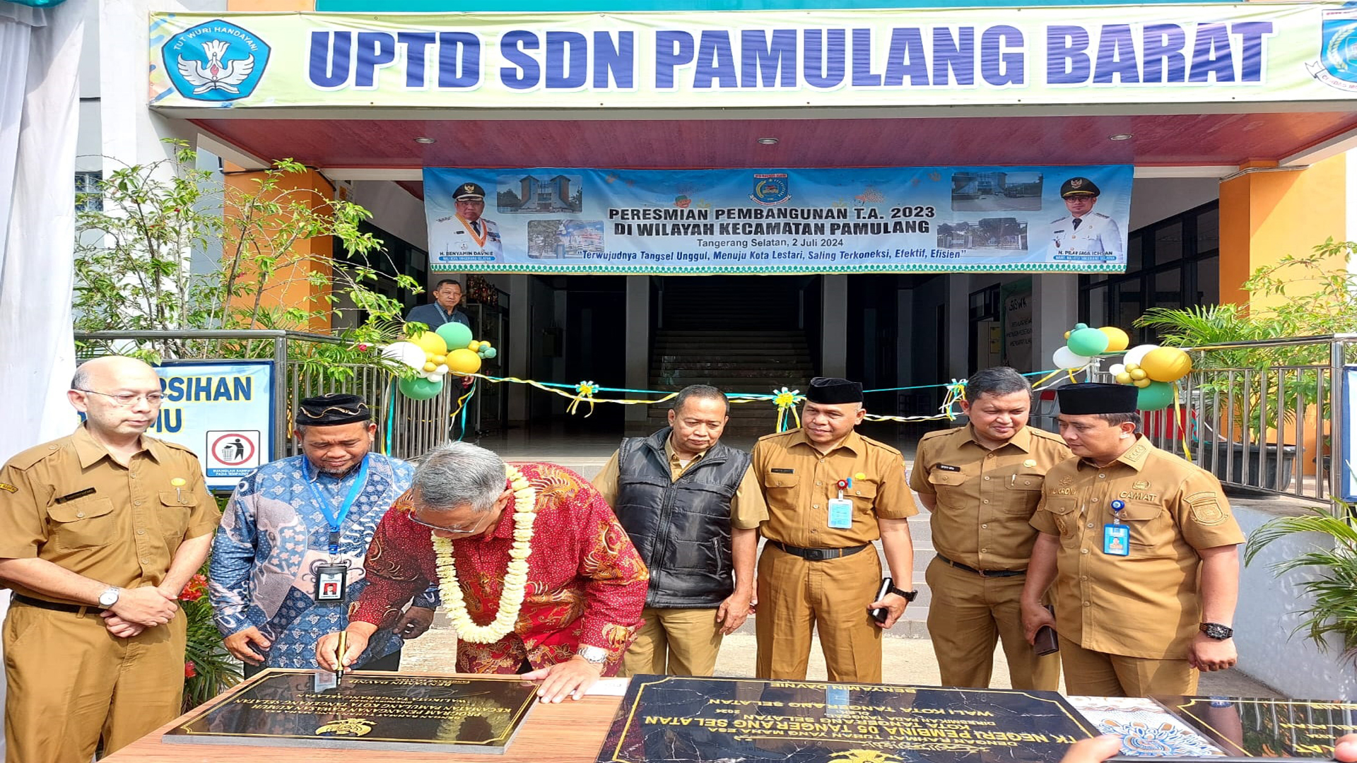 Wajah baru gedung Sekolah Dasar Negeri (SDN) 01 Pamulang Barat baru saja diresmikan, Selasa (2/7/2024).  (tangselpos.id/rmn)