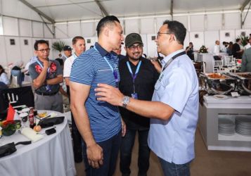 Anies Baswedan dan Agus Harimurti Yudhoyono saat acara di Balapan Fornula E di Ancol. Foto : Istimewa
