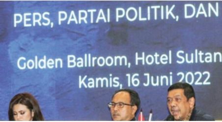 Kiki Iswara Darmayana menjadi pembicara pada seminar Pers, Partai Politik, dan Pemilu dalam rangka Rakernas Partai Nasdem. (Ist)