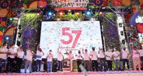 Perayaan HUT Telkom 57 Tahun berlangsung secara meriah diselenggarakan di Telkom Hub Jakarta. Foto  ; Istimewa