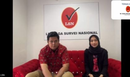 Direktur Eksekutik LSN Gema Nusantara Bakry saat konferensi hasil survei. (Ist)