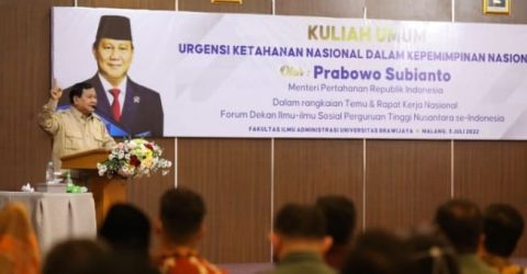 Pidato Menhan Prabowo Subianto di Universitas Brawijaya. Foto : Istimewa