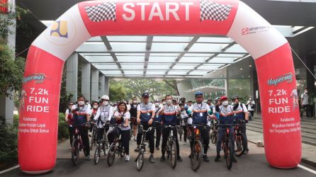 Iwan Suprijanto (Kementerian PUPR) dan Herry Hendarta (Direktur Sinar Mas Land) saat pembukaan Fun Ride Hapernas Kementerian PUPR di BSD City. (ist)