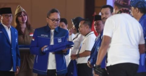 Ketua Umum PAN Zulkifli Hasan pada acara Rakernas PAN yang digelar di Istora Senayan. (Ist)