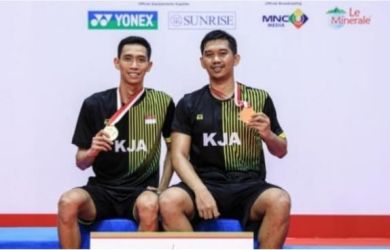 Pasangan ganda putra Indonesia Alfian Eko Prasetyo/Ade Yusuf Santoso berhasil menjadi juara di Indonesia International Series 2022. (Ist)