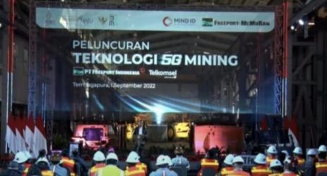 Presiden Jokowi pada peluncuran Teknologi 5G Smart Mining di Freeport Indonesia. (Foto : Setpres)