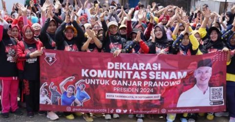 Deklarasi Komunitas Senam emak-emak di Tasikmapaya dukung Ganjar jadi Presiden 2024. (Ist)
