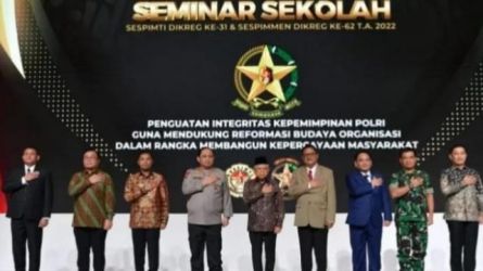 Wakil Presiden Ma'ruf Amin menghadiri Sespimti, Dikreg dan Sespimmen Polri di Gedung Tribrata, Jakarta Selatan. (Ist)