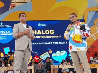 Menparekraf Sandiaga Salahudin Uno pada puncak pameran AKI 2022 yang berlangsung di AEON Mall, Kabupaten Tangerang, Minggu (9/10/2022) malam. (tangselpos.id/rmn)