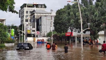 Akibat hujan deras pada Selasa (4/10) wilayah Kemang dilanda banjir. Foto : Istimewa
