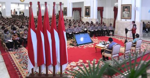 Presiden Jokowi saat memberi arahan kepada Pati Polri, Kapolda serta Kapolres se Indonesia pada Jumat (14/10). (Foto : Setpres)