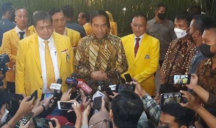 Presiden Jokowi saat menghadiri HUT Golkar ke 58. Foto : Istimewa