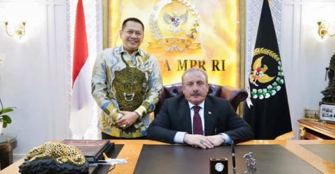 Ketua MPR Bambang Soesatyo bersama Ketua Parlemen Turki Mustapa Sentop. Foto ; Istimewa