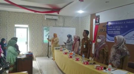 Rapat koordinasi akhir tahun Kader PKK Kelurahan Pondok Pucung, Kecamatan Pondok Aren, Kota Tangerang Selatan.
