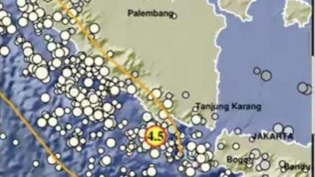 Grafik gempa 4.5 mengguncang Tanggamus Lampung. (Ist)