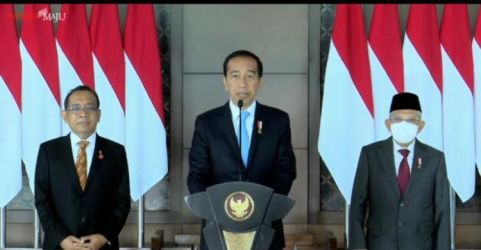 Presiden Jokowi saat melakukan jumpa pers. (Foto : Setpres)