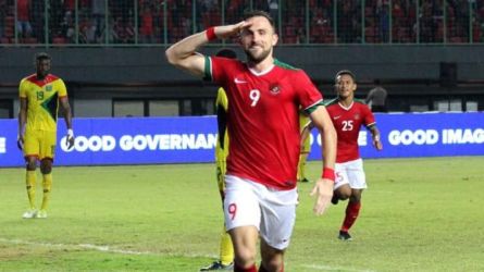 Selebrasi Ilija Spasojevic usai membobol gawang Brunei pada laga lanjutan Piala AFFF di Malaysia (26/12). (Ist)