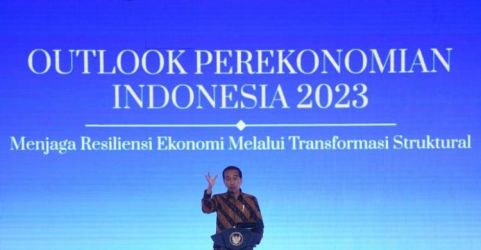 Presiden Jokowi pada acara Outlook Perekonomian Infonesia 2023. (Foto : Setpres)