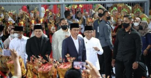 Presiden Jokowi saat hadir di acara Harlah ke-100 NU di  Banyuwangi, Jawa Timur. (Foto : Setpers)