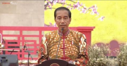 Presiden Jokowi saat menghadiri acara Imlek Nasional pada Minggu (29/1). (Foto : Setpres)