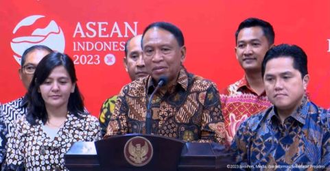 Menpora Zainudin Amali saat konferensi pers selepas Pengurus Baru PSSI  diterima Presiden Jokowi. (Ist)