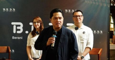 Erick Thohir saat berada di Bali dalam acara JagainET di Denpasar, Bali.