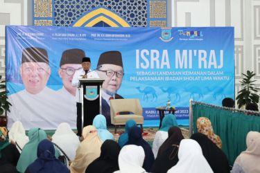 Pemerintah Kota Tangerang Selatan menggelar peringatan Isra Mi'raj 1444 H di Masjid Al I'ithisom, Puspemkot Tangsel, pada Rabu (22/02). (Dok. Humas Pemkot Tangsel)