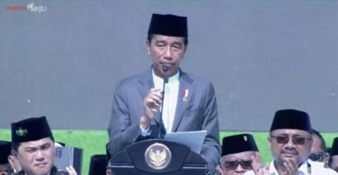 Presiden Jokowi pada acara Resepsi Satu Abad NU di Surabaya. (Foto : Setpres)