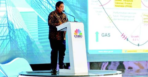 Menko Perekonomian Arilangga Hartarto pada acara Indonesia Ekonomi Outlook 2023. (Ist)