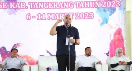 Bupati Tangerang Ahmed Zaki Iskandar pada pembukaan Pekan Olahraga Pelajar Tingkat Kabupaten