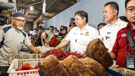 Menko Perokonomian saat sidak ke pasar tradisional. (Ist)