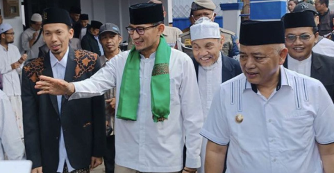 Sandiaga Uno saat berada di Ponpes Al Ittihad, Mapang. Foto : Ist