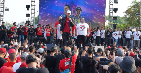 Ganjar Pranowo saat menghadiri acara Senam Bersama di Kota Semarang. Foto : Ist