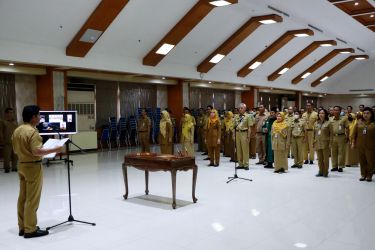 Prosesi pelantikan 119 Aparatur Sipil Negara (ASN) Pemerintah Kota (Pemkot) Tangerang yang berlangsung di Pusat Pemerintahan Kota (Puspemkot) Tangerang, Selasa (16/5).