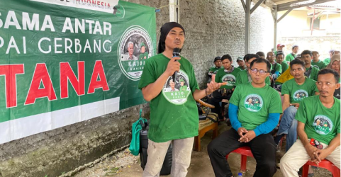 Ojol Serang membuat Posko Pemenangan Capres Ganjal Pranowo di Kota Serang. Foto : Ist
