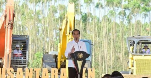 Presiden Jokowi saat groundbreaking  Hotel Nusantara di IKN. Foto : Setpres