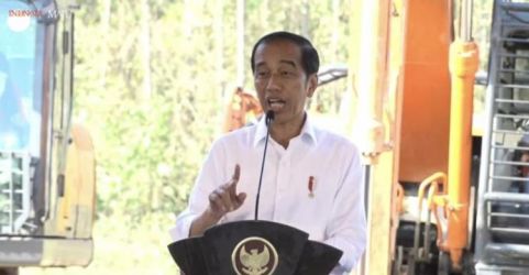 Presiden Jokowi saat acara groundbreaking Hotel Nusantara di Komplek IKN. Foto : Ist